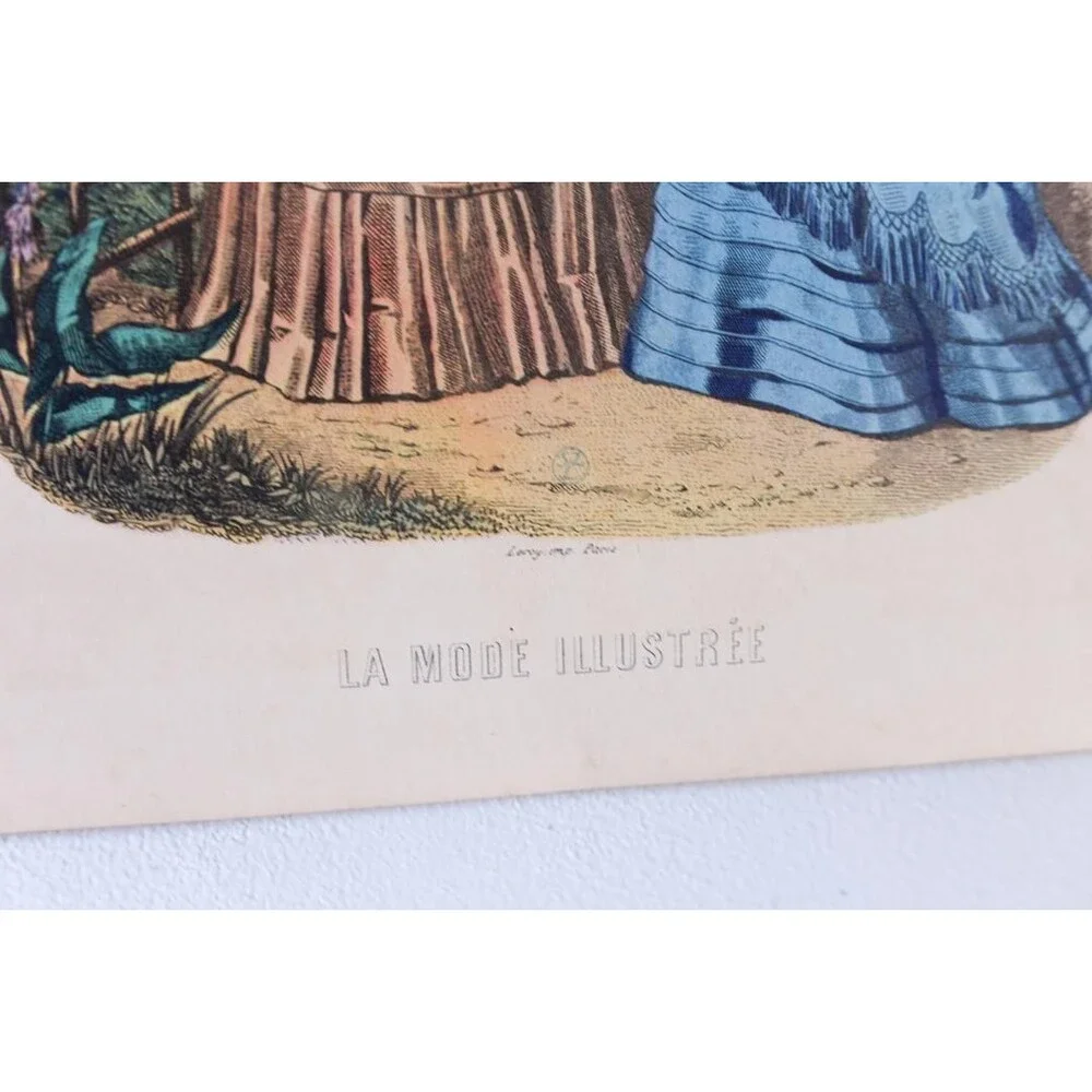 Antique French Fashion Plate Lot of 5, La Mode Illustrée 1870s, Anaïs Toudouze